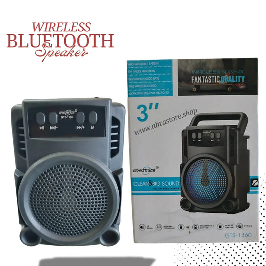GTS-1360 Wireless Bluetooth Speaker | Portable 3" Big Bass Sound | FM Radio | USB & Micro SD | Rechargeable