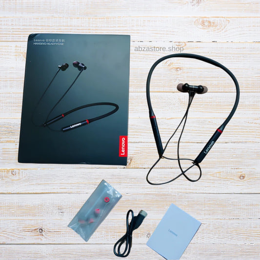 Lenovo Wireless Neckband Bluetooth Earphones β Premium Bass, Long Battery Life & Comfortable Fit