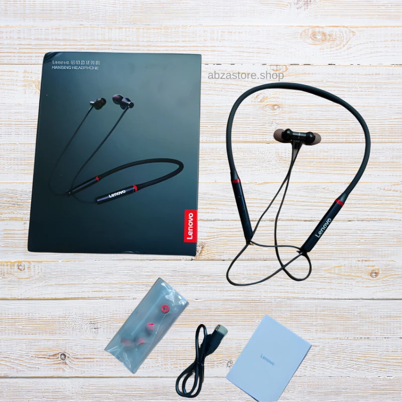 Lenovo Wireless Neckband Bluetooth Earphones – Premium Bass, Long Battery Life & Comfortable Fit