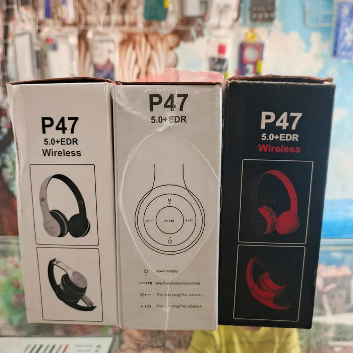 P47 Wireless Bluetooth Headphones (5.0+EDR) with Noise Reduction & Built-in Mic