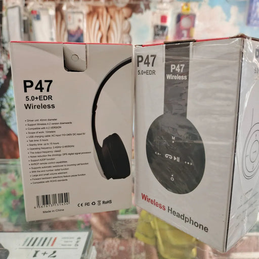 P47 Wireless Bluetooth Headphones (5.0+EDR) with Noise Reduction & Built-in Mic