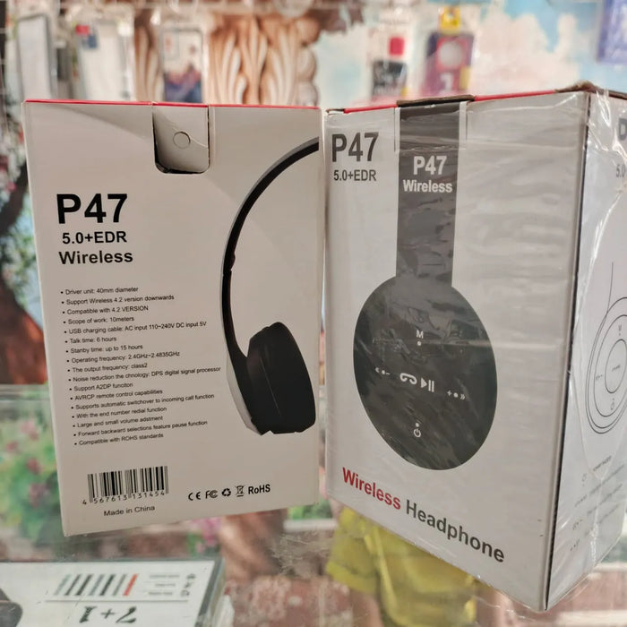 P47 Wireless Bluetooth Headphones (5.0+EDR) with Noise Reduction & Built-in Mic
