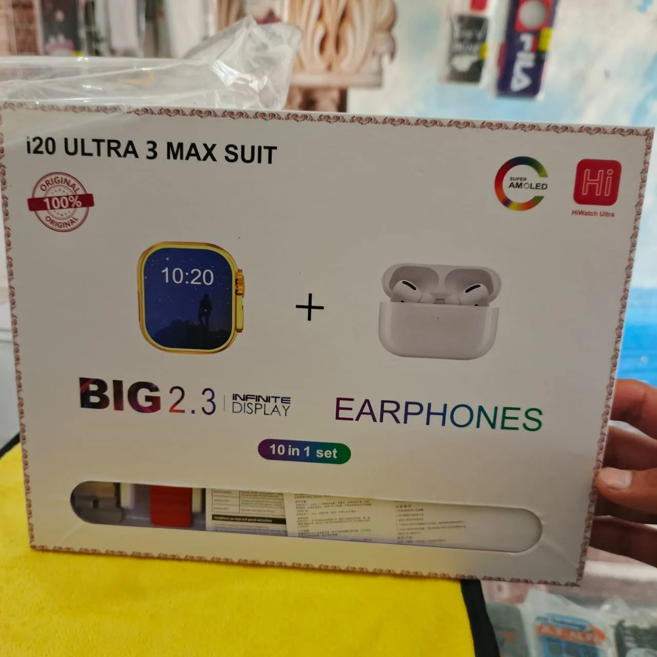 i20 Ultra 3 Max Smartwatch Suit – 10 in 1 Set with Wireless Earbuds, 7 Straps & Charger – 2.3” AMOLED Display